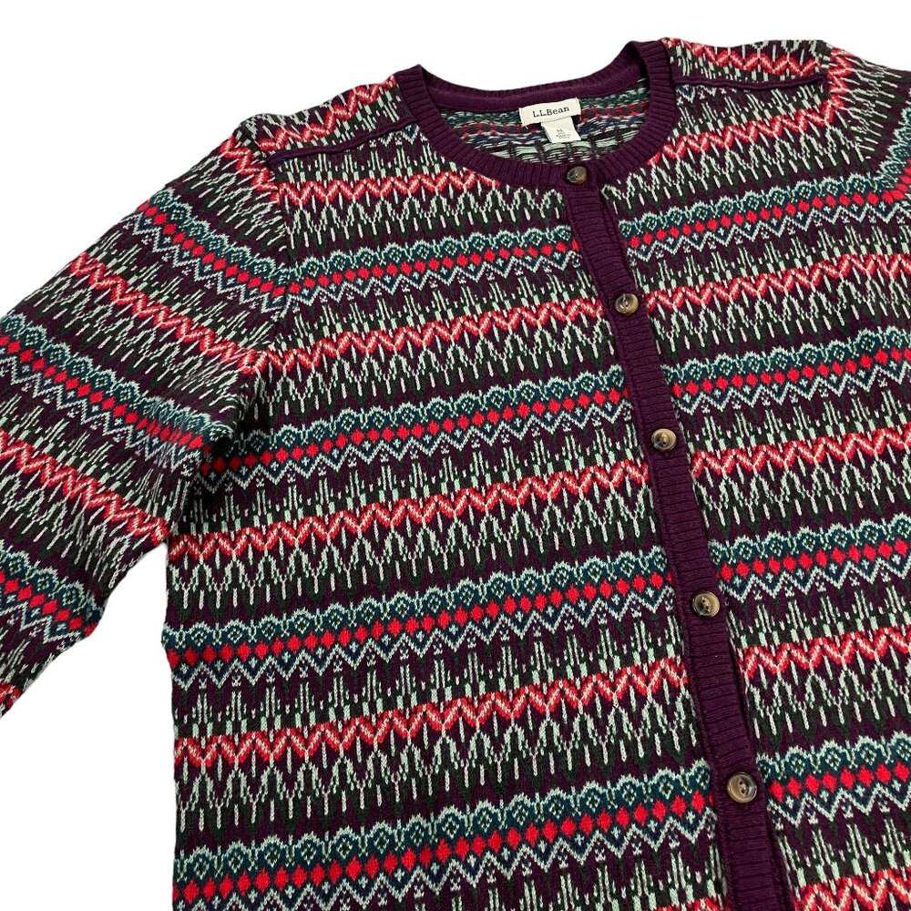 L.L. Bean Multicolor Patterned Cardigan - Picture 2 of 10